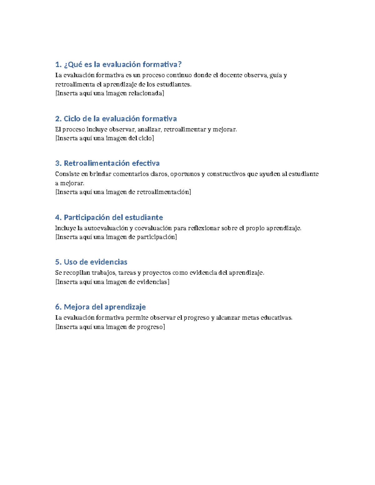 Evaluación Formativa: Proceso y Mejora del Aprendizaje - Studocu