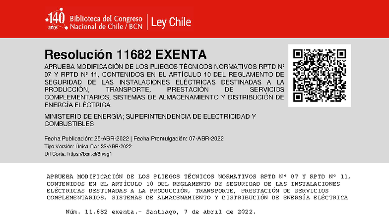 Resolución 11682 Exenta: Modificación de Pliegos Técnicos RPTD - Studocu