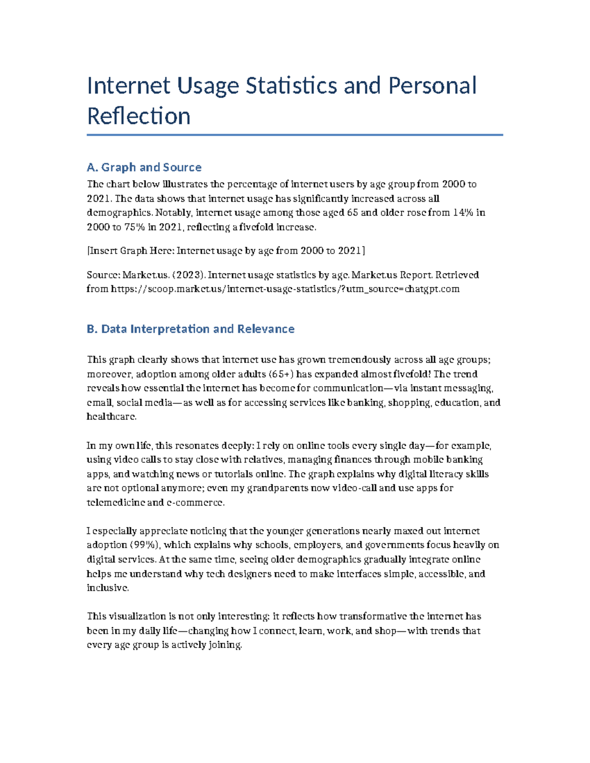 Internet Usage Reflection: Trends and Personal Insights - Studocu