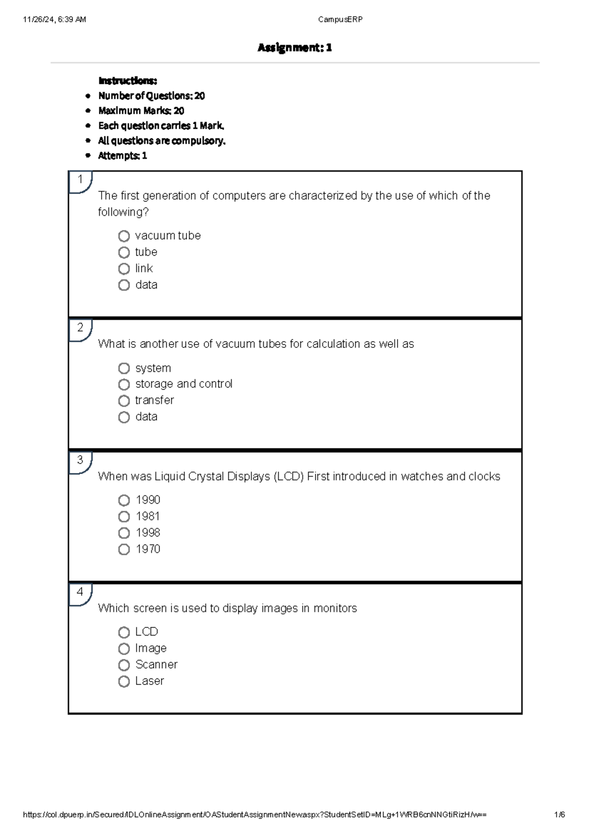 Fundamentals of Information Technology - Assignment: 1 Instructions ...