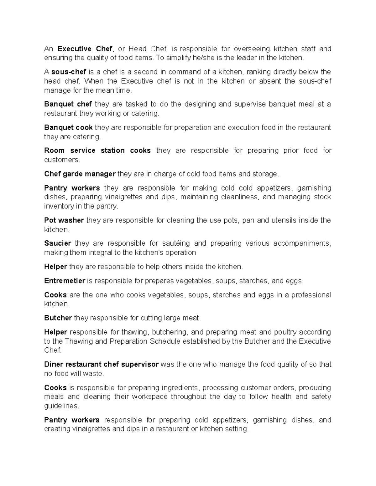 An Executive Chef - lecture notes about btled - An Executive Chef, or ...