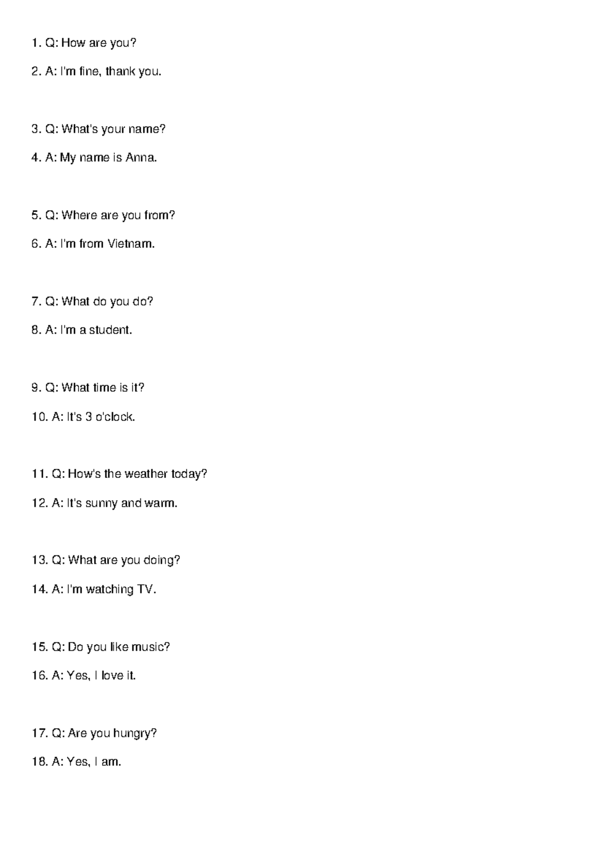 500 Simple English Conversation Questions and Answers - Studocu