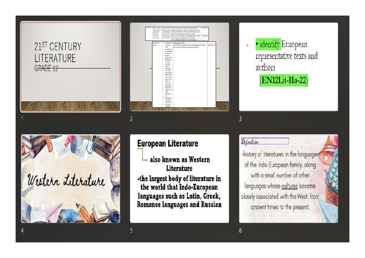 II EN 21ST CENTURY E: Western Literature Review and Notes for Grade 12 ...