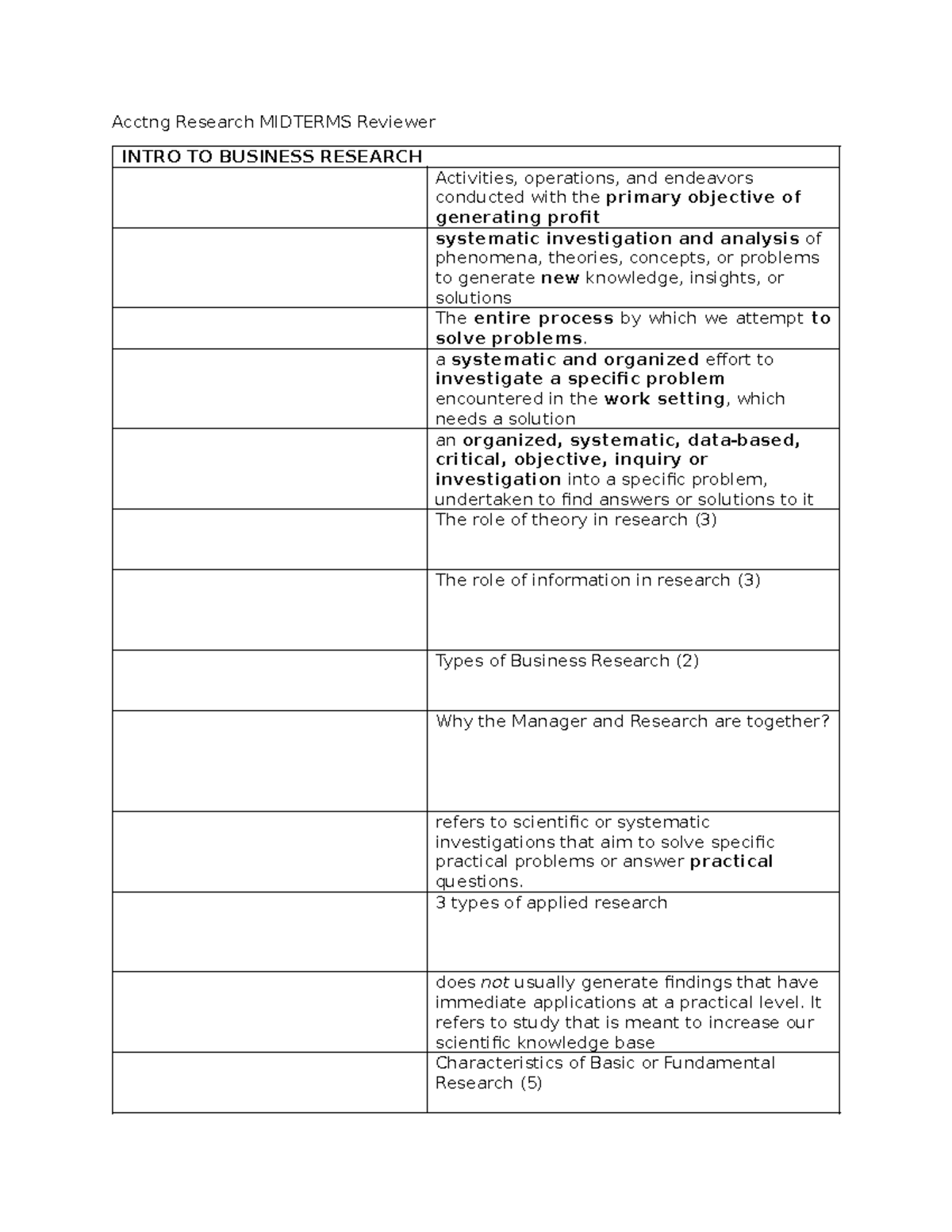 Acctng Research MIDTERMS Reviewer: Key Concepts in Business Research ...