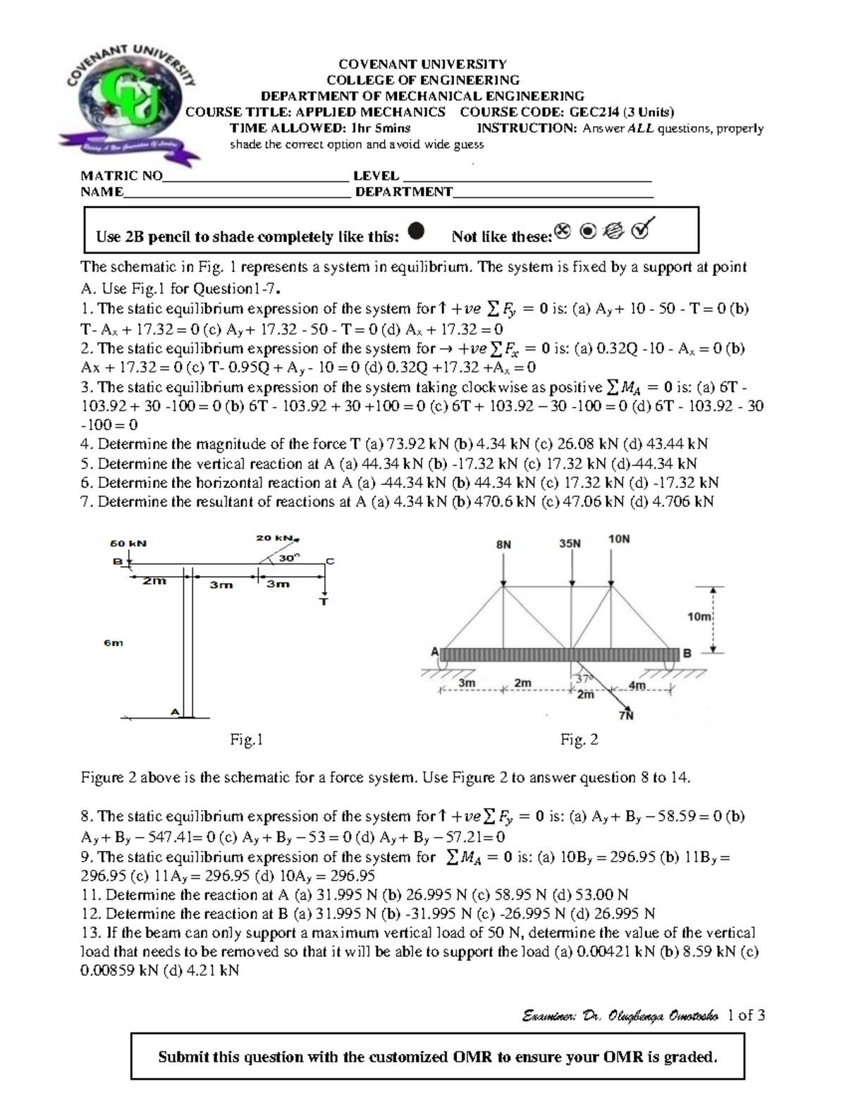 GEC214 Final Exam Prep - Solid Mechanics Questions & Answers - Studocu