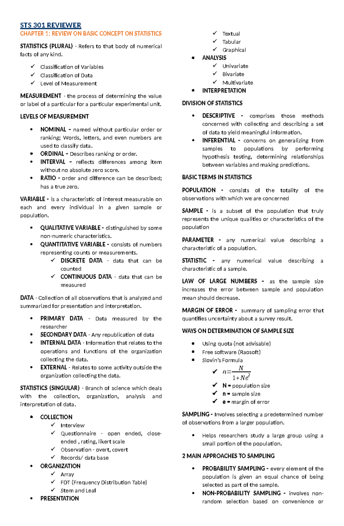 STS Reviewer - STS 301 REVIEWER CHAPTER 1: REVIEW ON BASIC CONCEPT ON ...