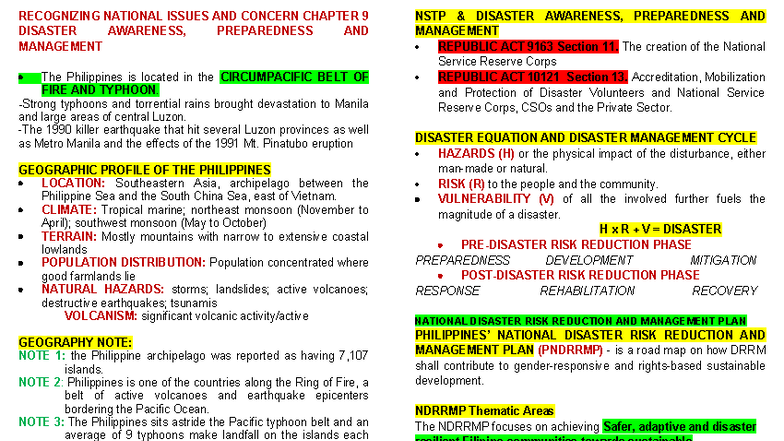 NSTP G6 Final Exam Notes: Disaster Awareness & Management Chapter 9 ...