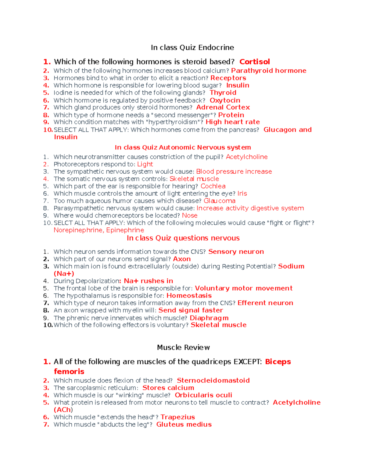 Bio Exam 2 Study Guide: Key Concepts and Quiz Questions - Studocu