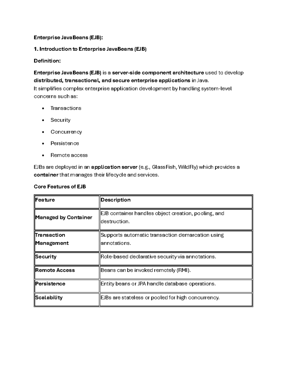 Unit 4: Introduction to Enterprise JavaBeans (EJB) Overview - Studocu