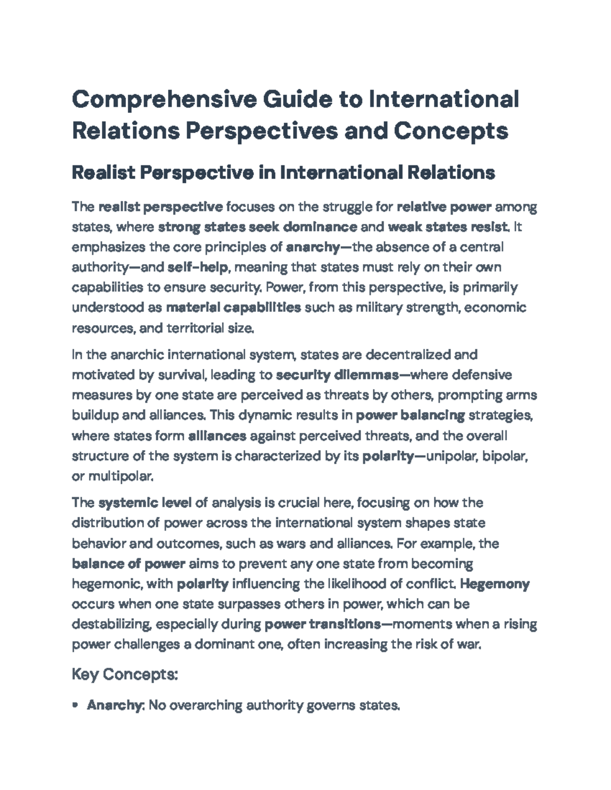 Comprehensive Overview of IR Theories & Concepts (IR 101) - Studocu