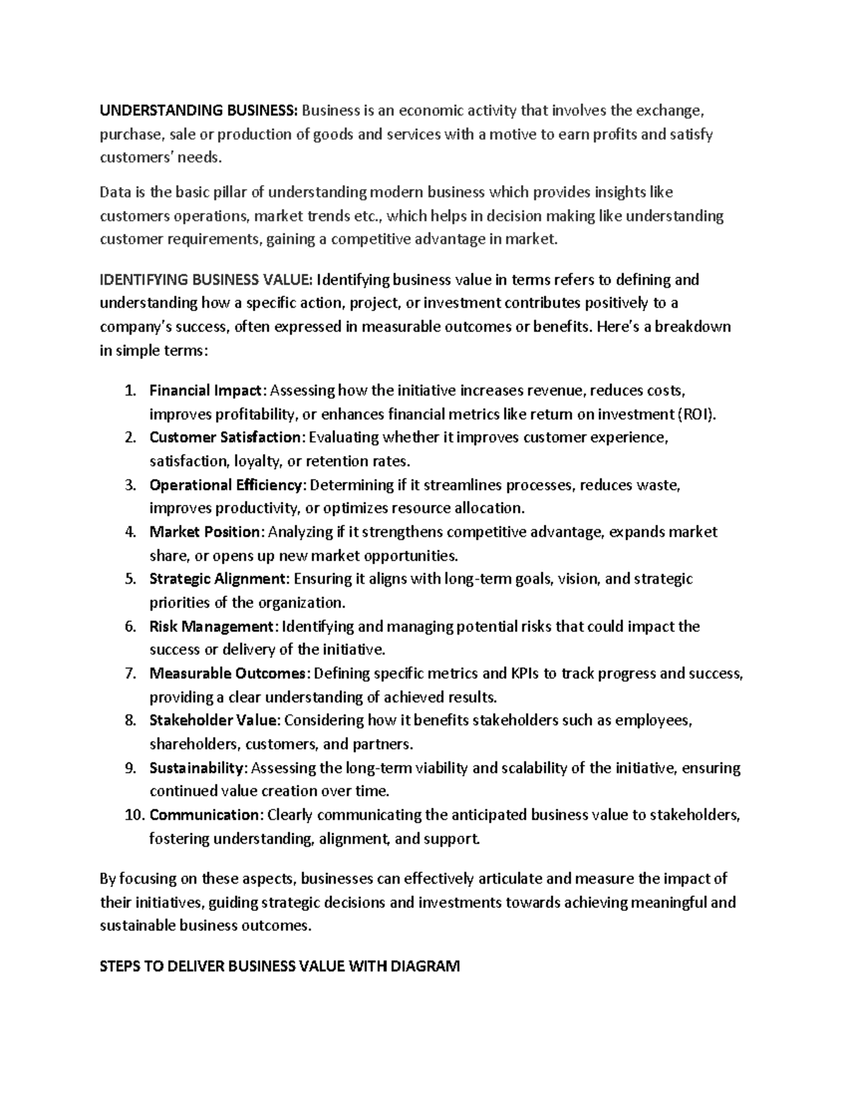 BUS 101: Understanding Business Concepts and Data Analysis Summary ...
