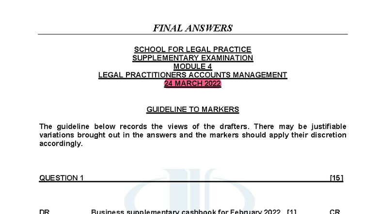 LPAM SUPPLEMENTARY EXAM ANSWERS - LEGAL PRACTITIONERS ACCOUNTS 24 MAR ...