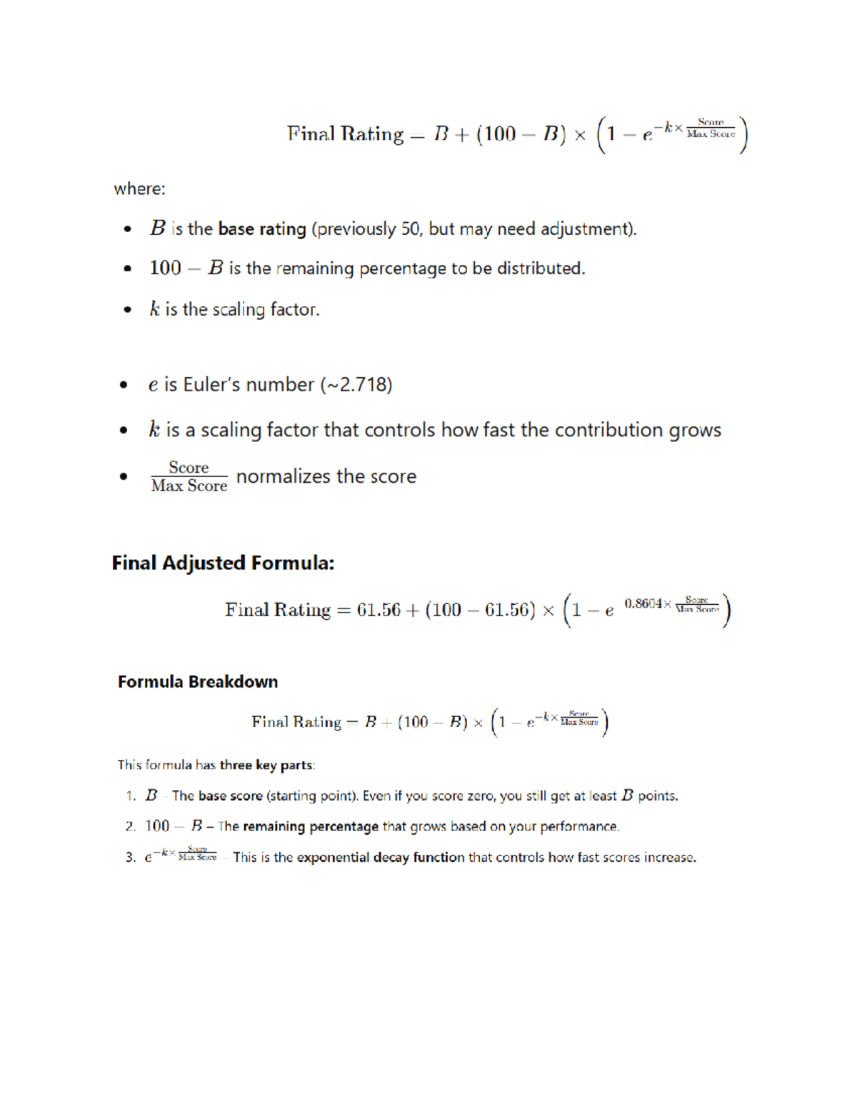 Final Exam Rating Formula Breakdown (100 B) - Studocu