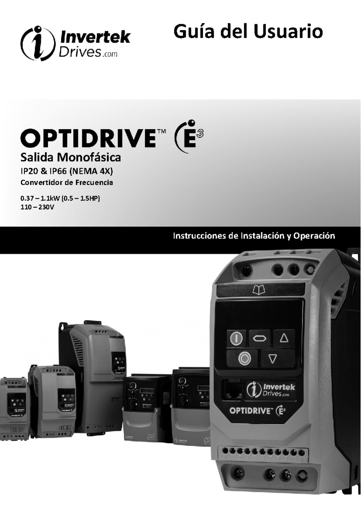 Guía del Usuario Optidrive E3 1PH: Instalación y Operación - Studocu