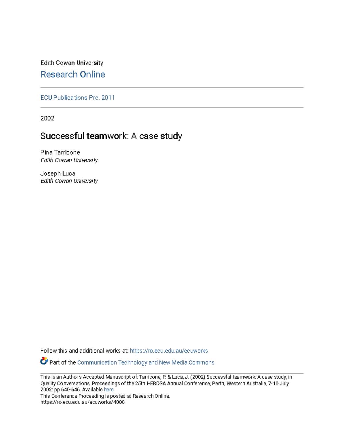 Final Year Multimedia Teamwork Analysis: IMM 3228/4228 Case Study ...