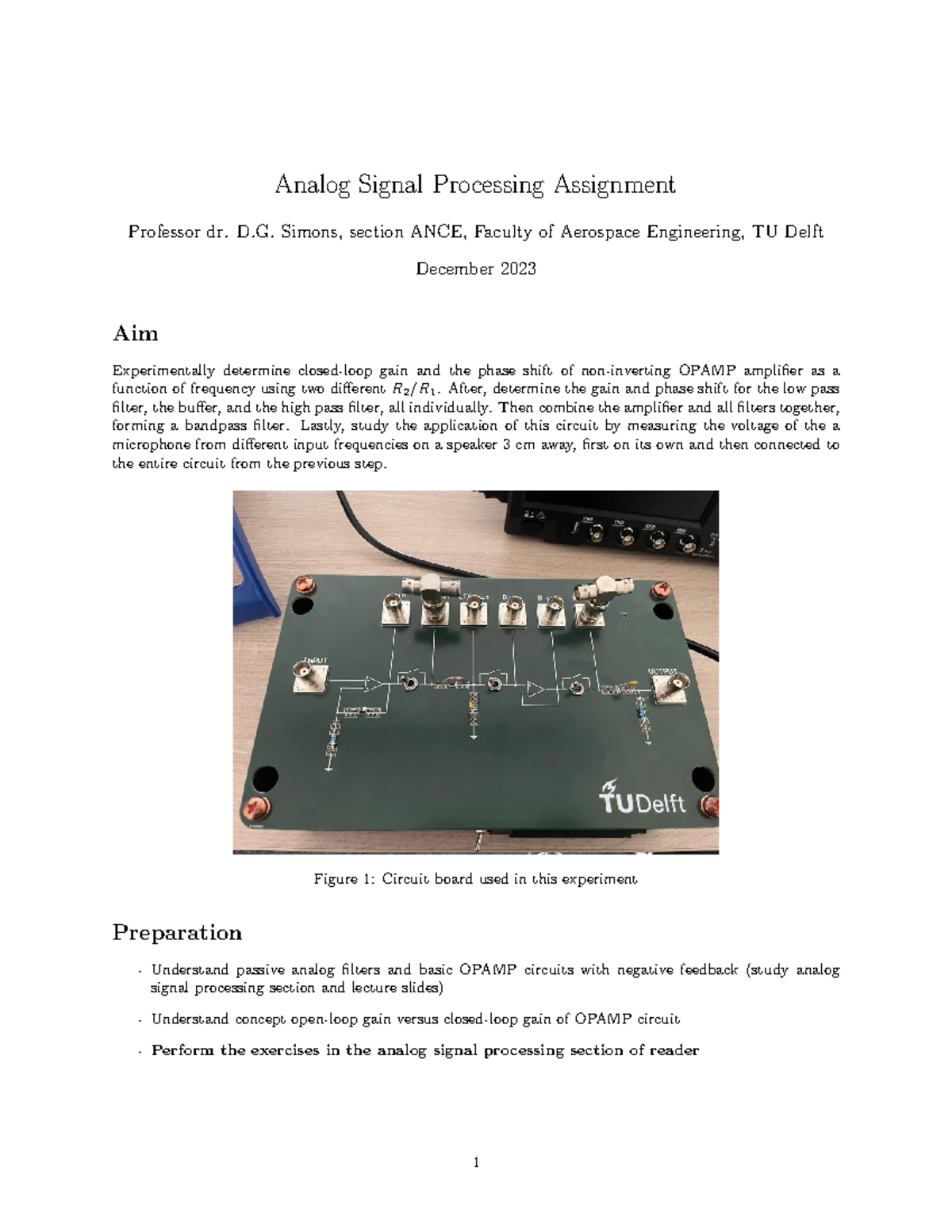 Analog Signal Processing Assignment: OPAMP Gain & Phase Shift Analysis ...
