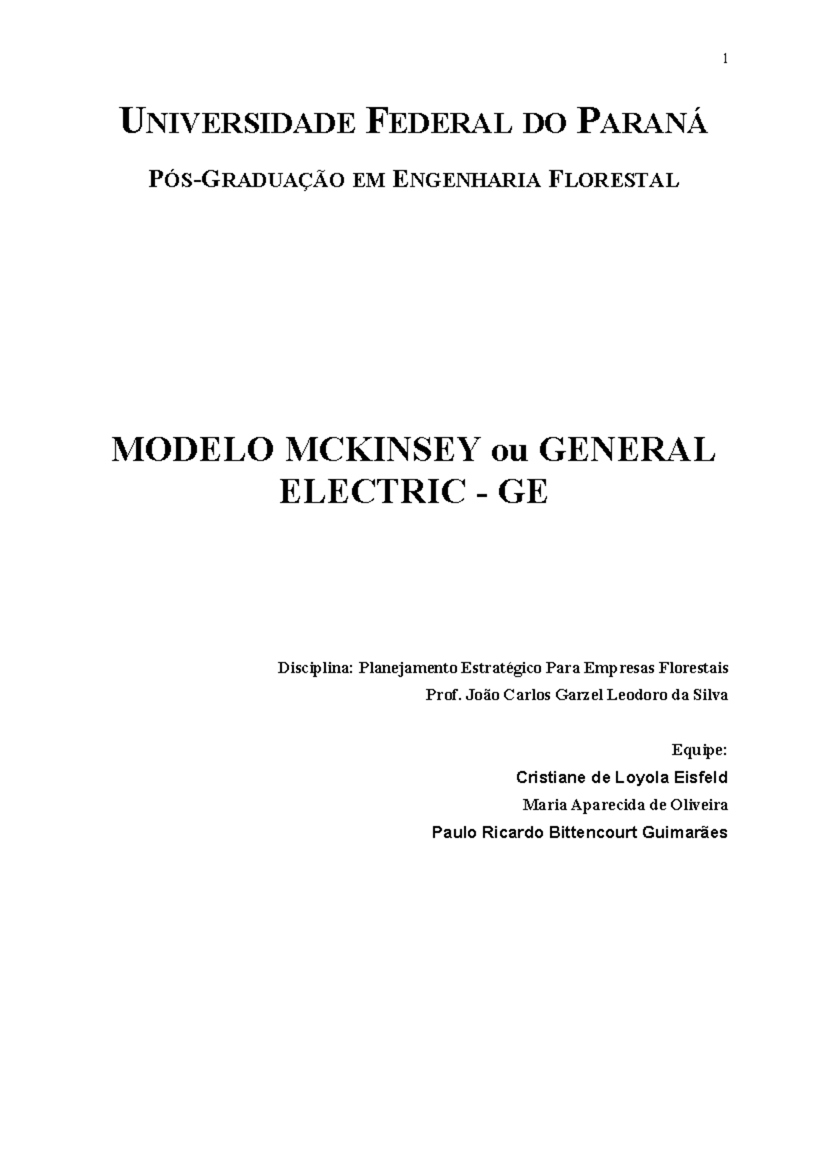 Modelo GE/McKinsey em Planejamento Estratégico - Engenharia Florestal ...