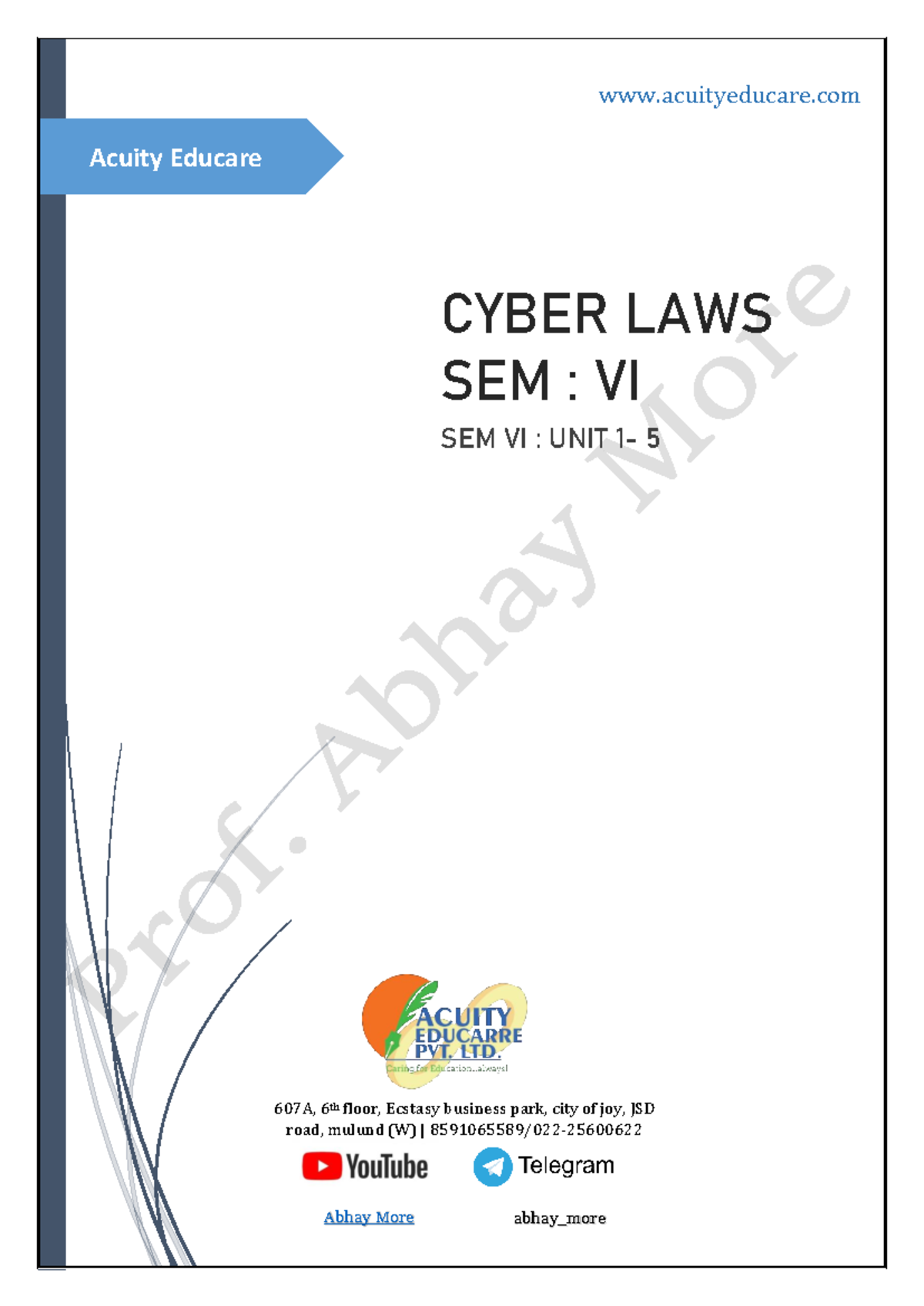 Cyber Law Notes for Units 1-5 (SEM VI) - Comprehensive Overview - Studocu