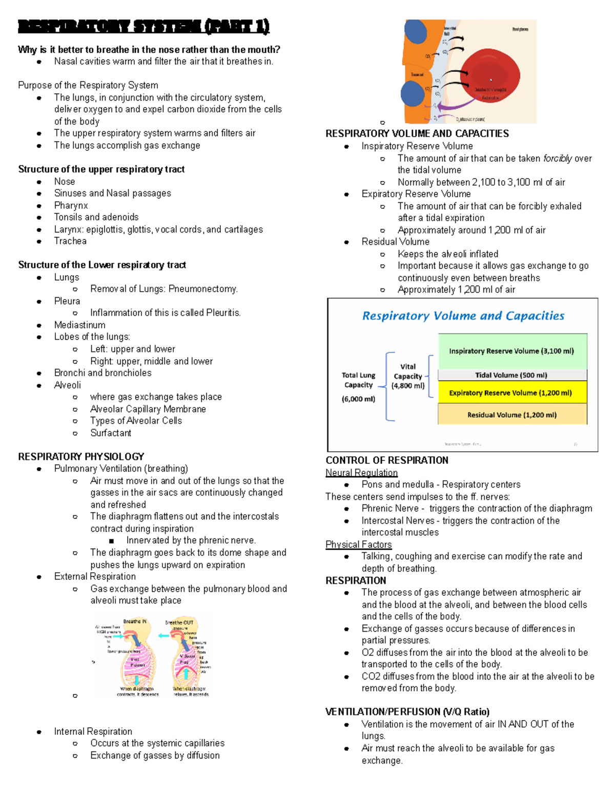 MS Lec - Prelims - Medical Surgical Respiratory System Notes - Studocu