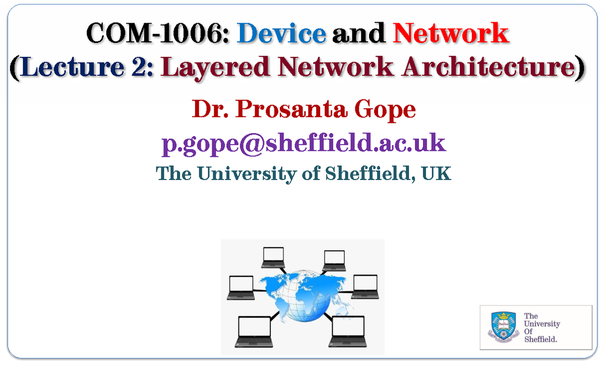 Network Layered Architecture (Lecture 2) - Final Notes - Studocu