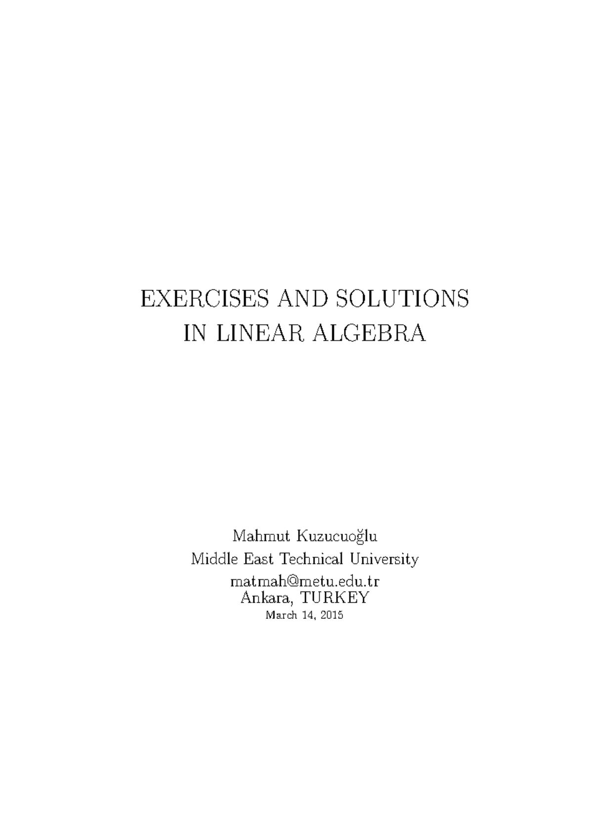 Problems in LA1 - Lecture Notes on Linear Algebra Exercises and ...
