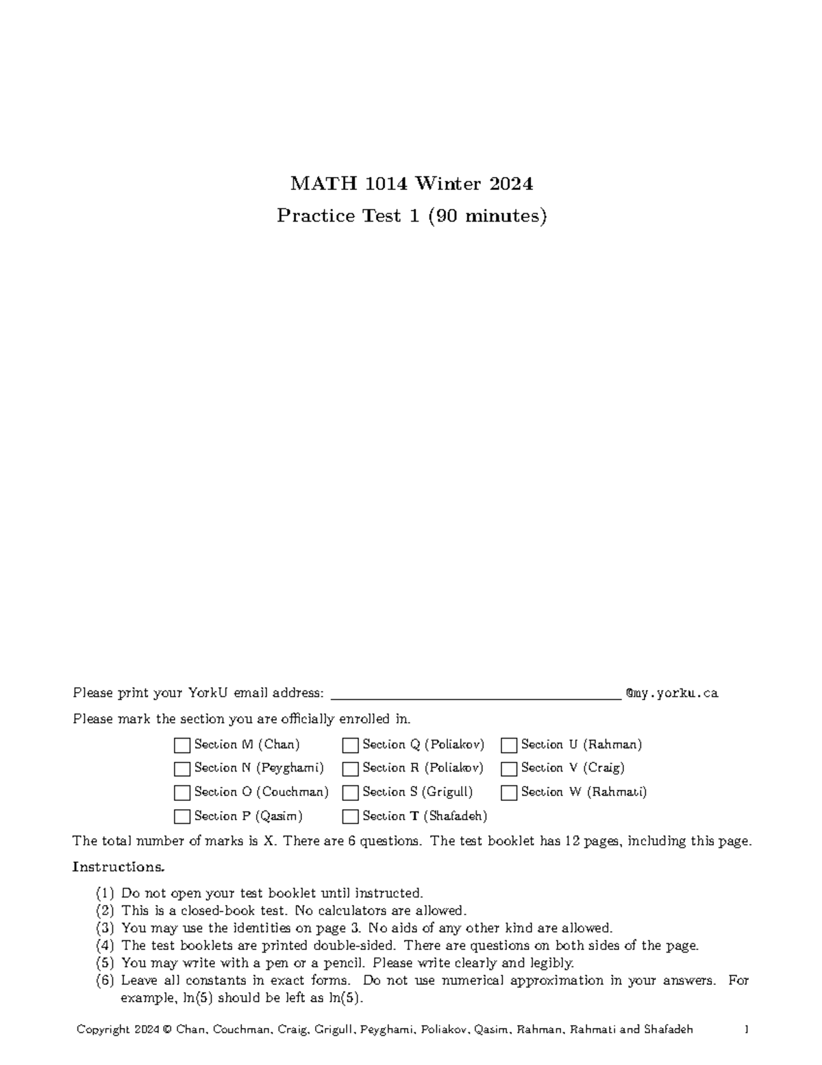 MATH 1014 W24 Practice Test 1 Guidelines and Questions - Studocu