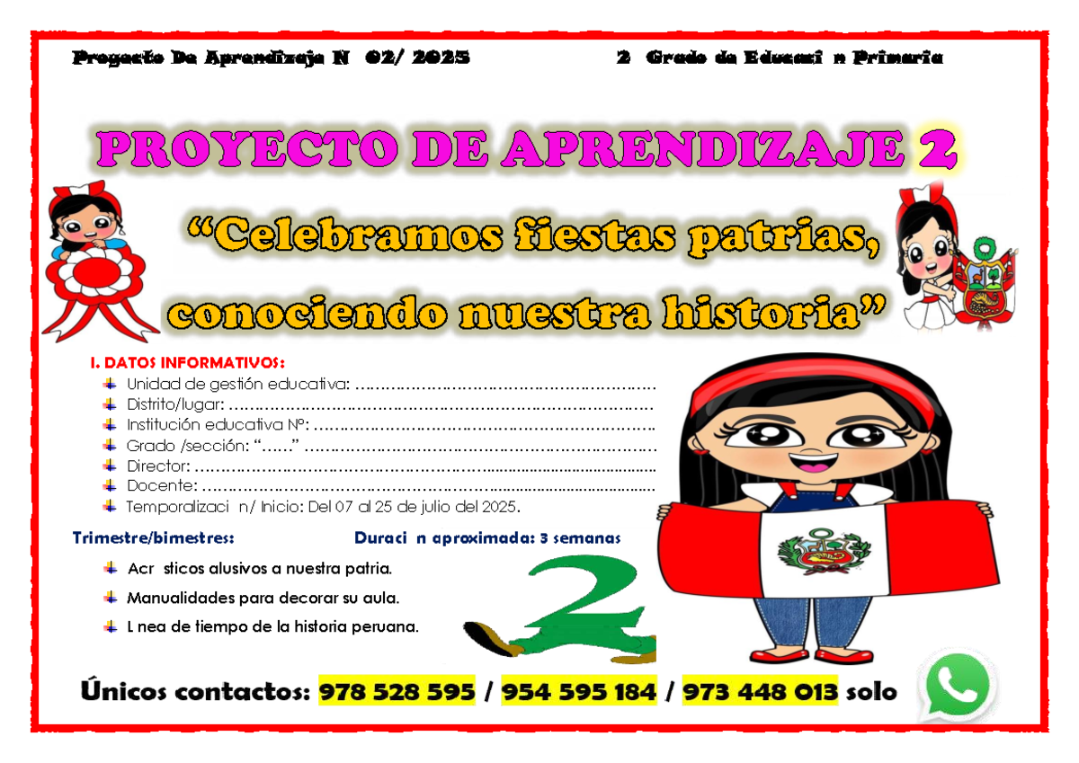 Proyecto de Aprendizaje 2025: 2º Grado de Educación Primaria - Studocu