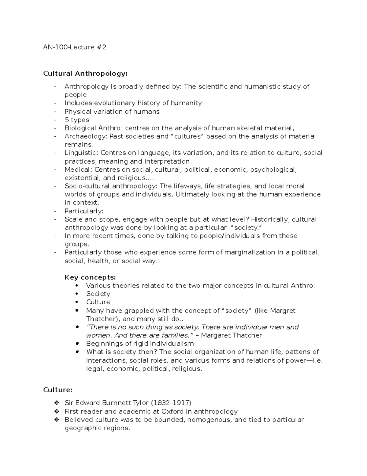 Cultural Anthropology Insights: AN-100 Lecture #2 Notes - Studocu