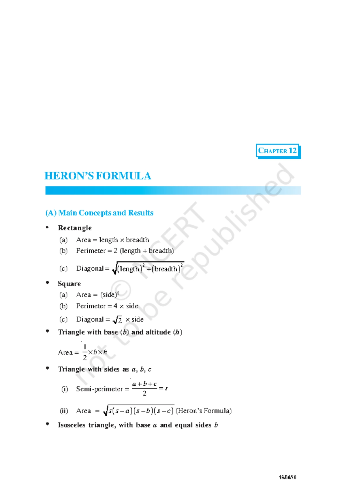 CLASS IX WS - Heron's Formula Worksheet (Basic & Standard) - Studocu
