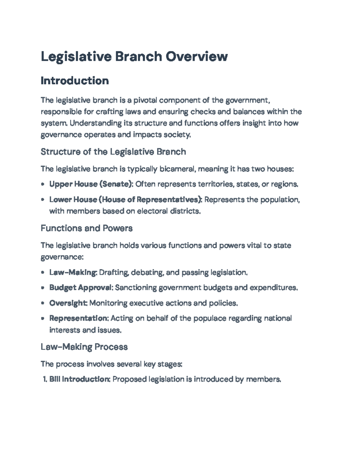 Legislative Branch Overview: Structure, Functions, and Challenges ...