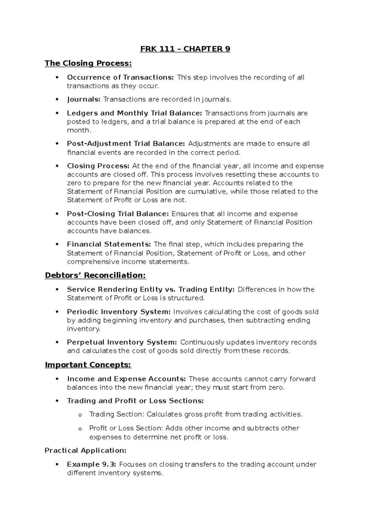 FRK 111 - Chapter 9: Closing Process and Debtor Reconciliation Insights ...