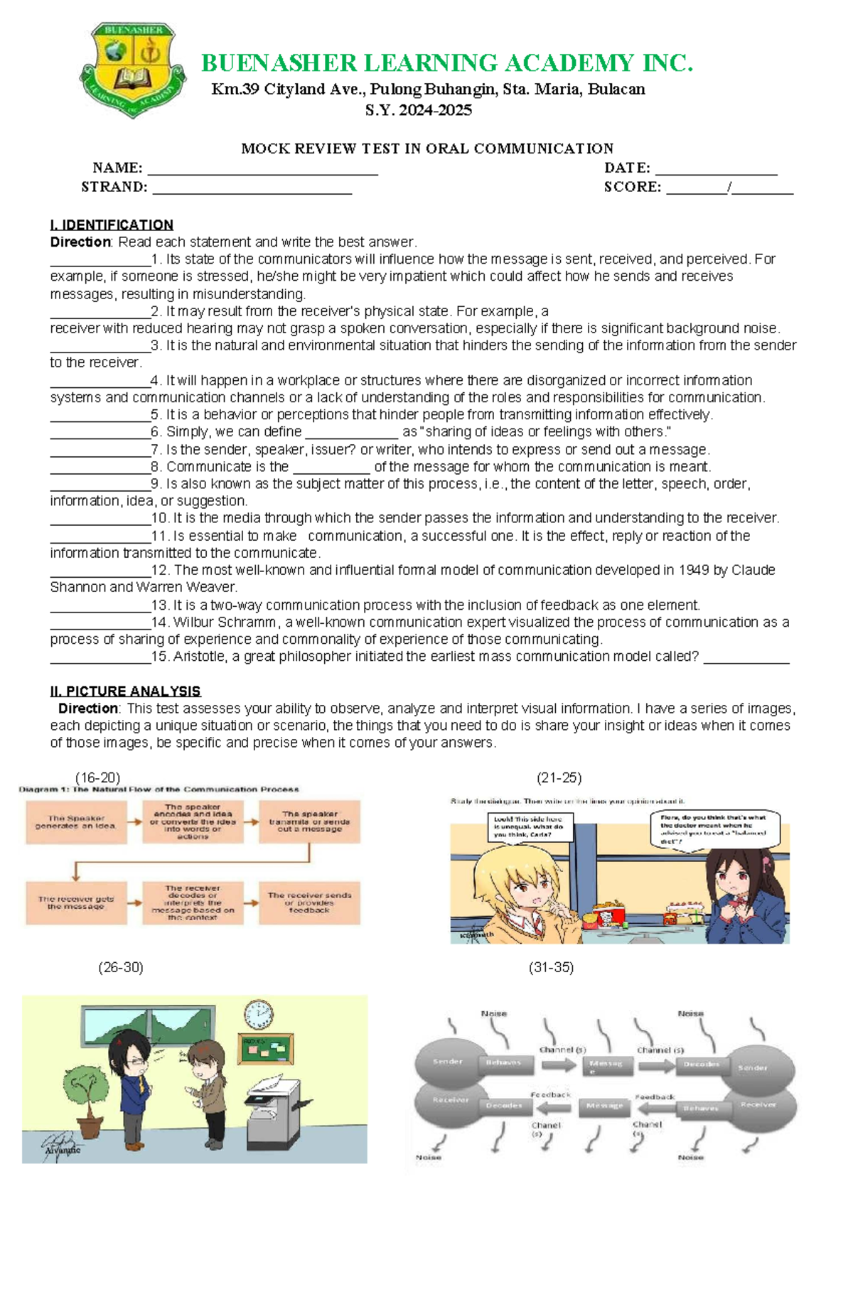 MOCK REVIEW TEST IN ORAL COMMUNICATION (S.Y. 2023) - Studocu