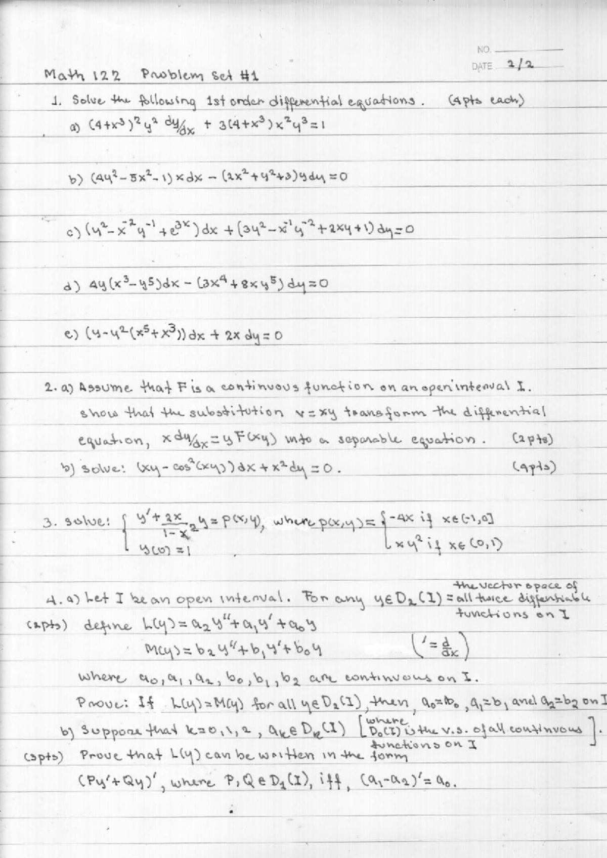Math 122 Problem Set #1 - Solutions and Explanations - Studocu