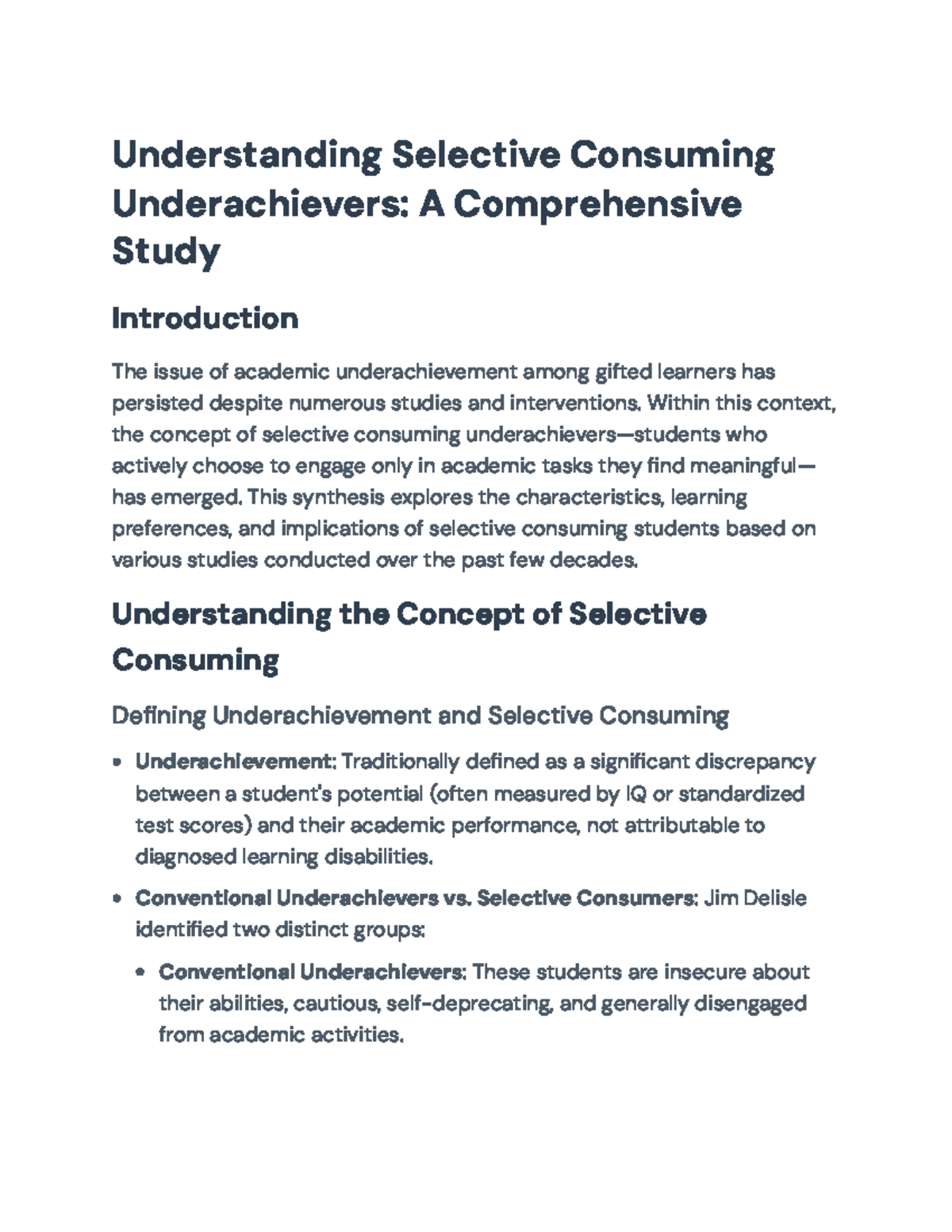 Understanding Selective Consuming Underachievers: Insights ...