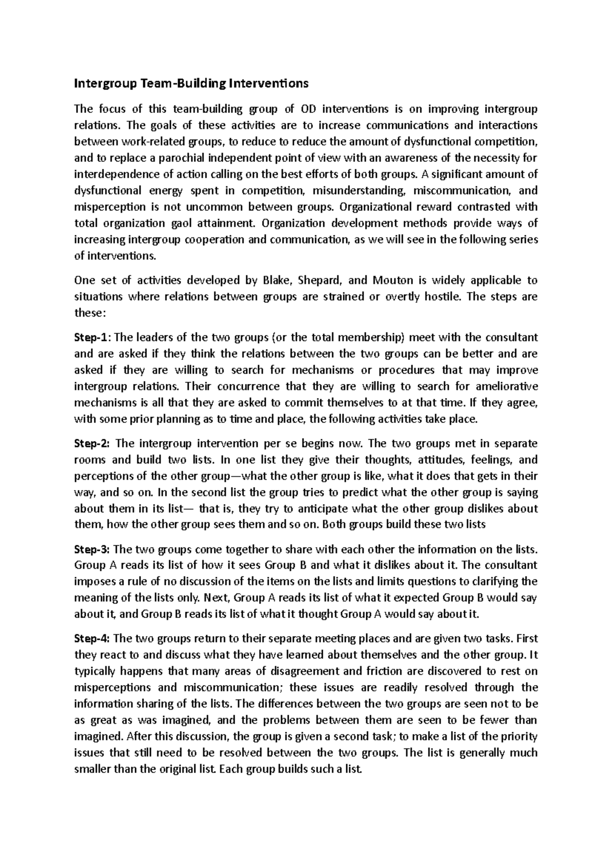 Optimizing Intergroup Relations: Effective Team-Building Interventions ...