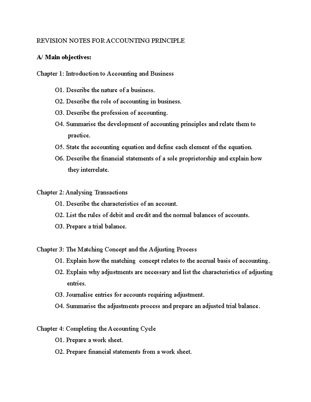Revision Notes for Accounting Principles (Course Code: ACCT200) - Studocu