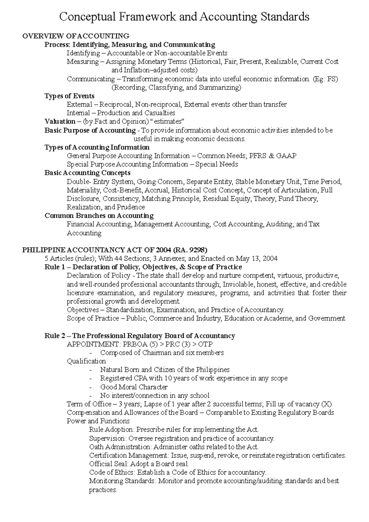 CFAS-Quiz-Review: Overview of Accounting Principles & Practices - Studocu