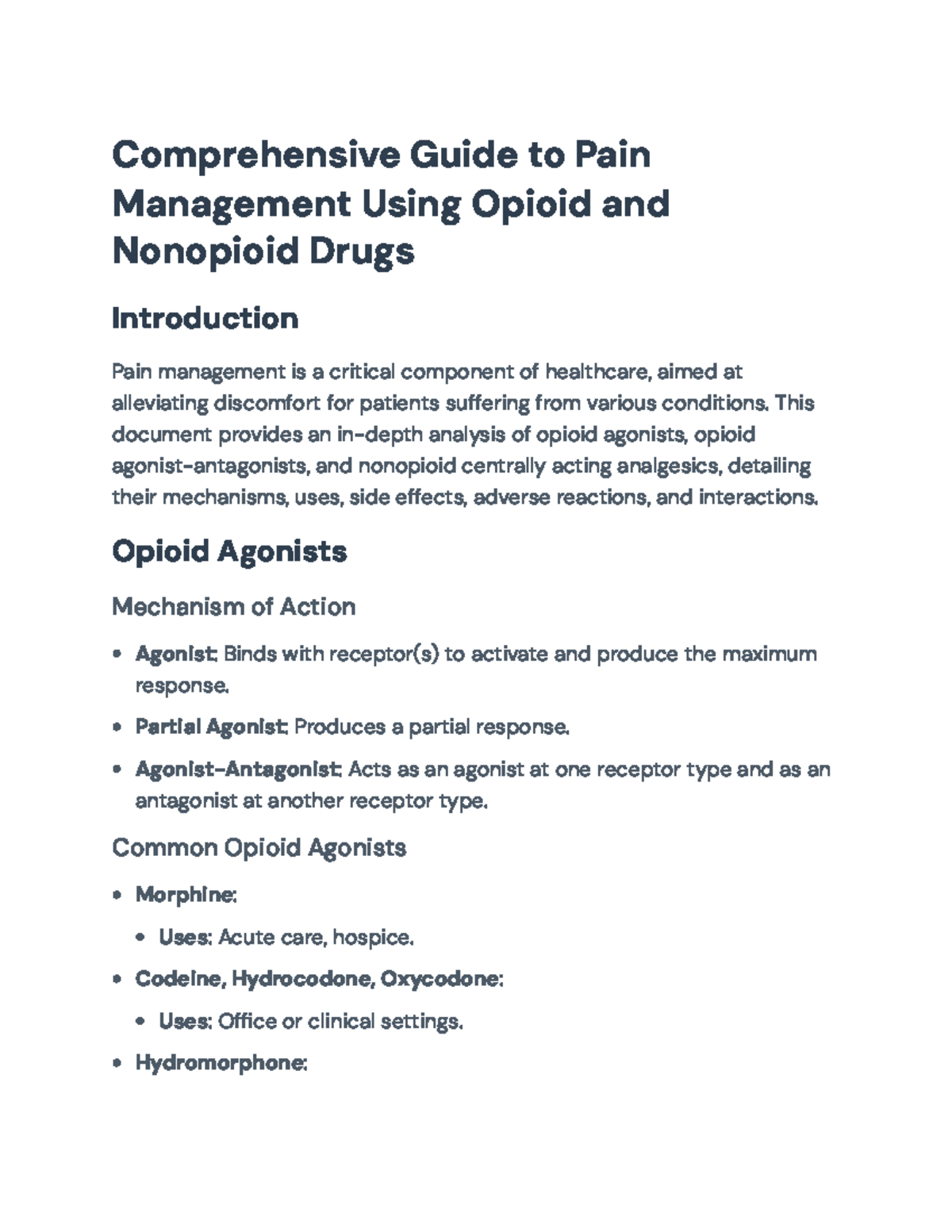 Comprehensive Guide to Pain Management: Opioid & Nonopioid Drugs ...