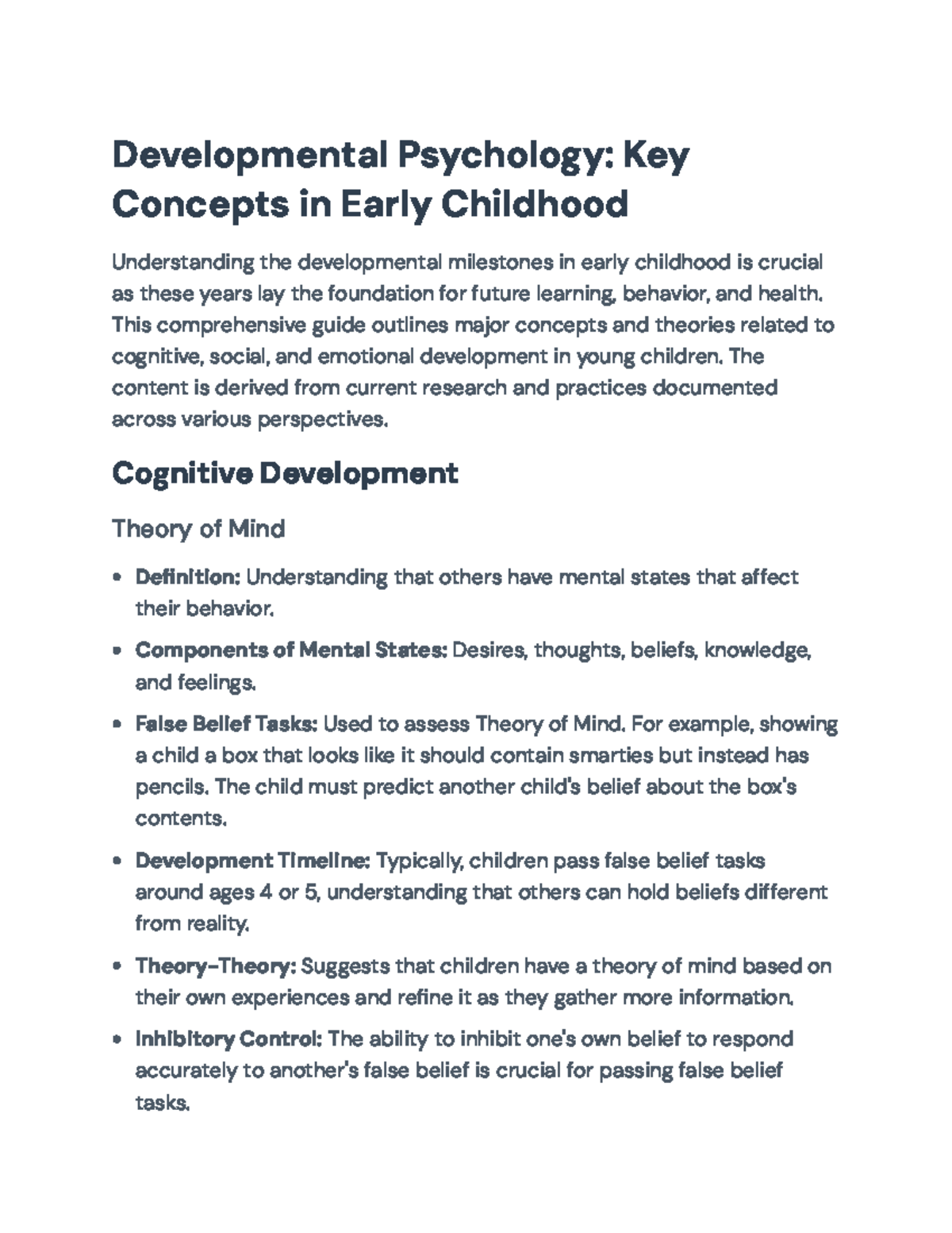 Early Childhood Development: Key Concepts in Psychology (PSY101 ...