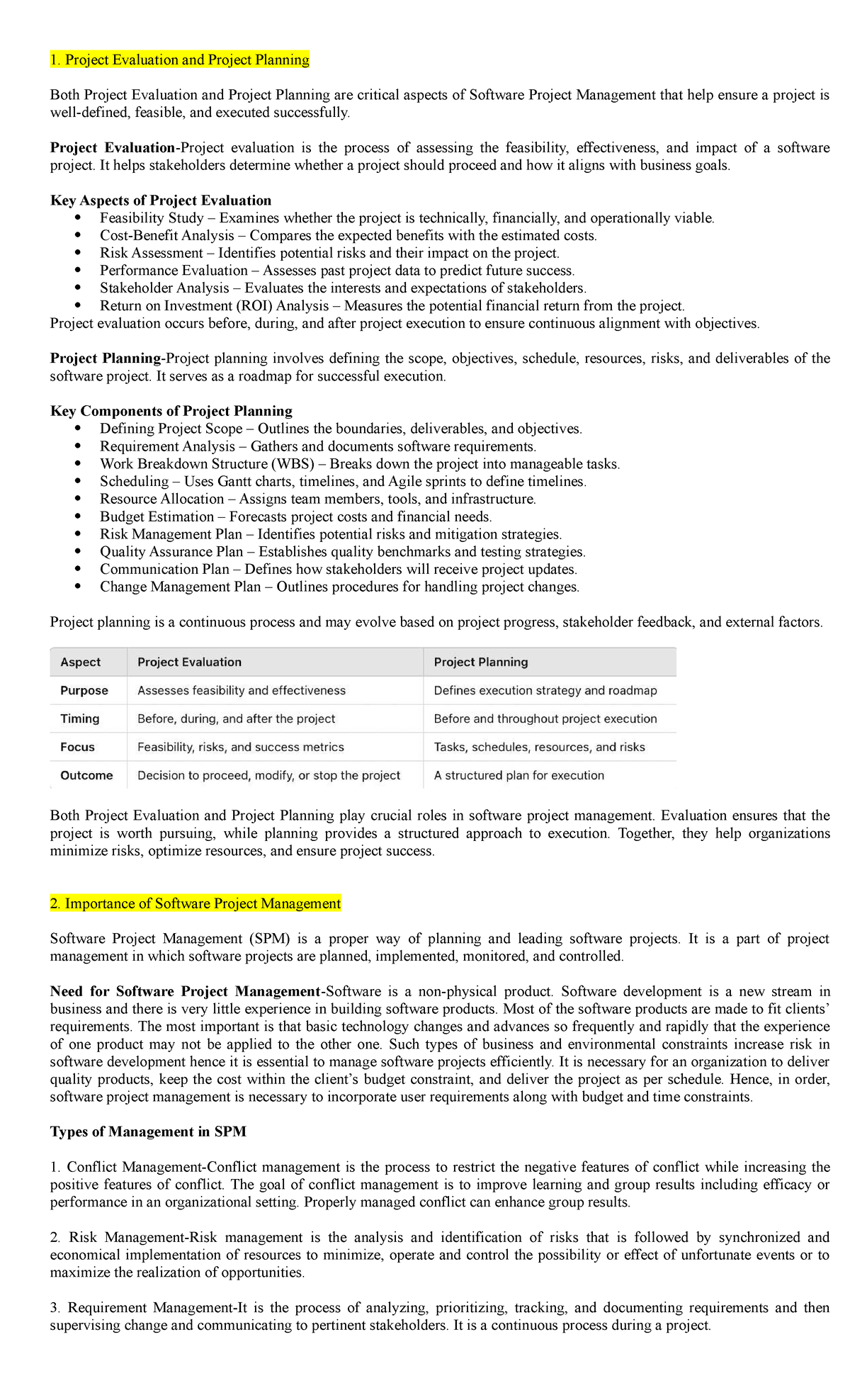 Unit 1 - UNIT-1 important notes - Project Evaluation and Project ...