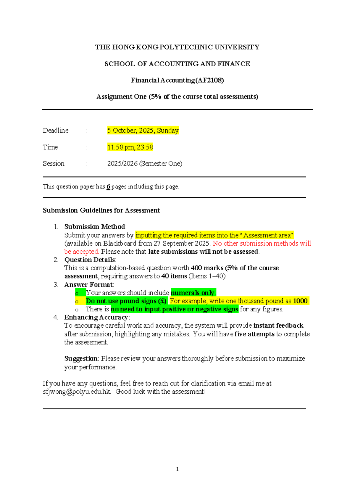 AF2108 Financial Accounting Assignment One Guidelines 2025 - Studocu