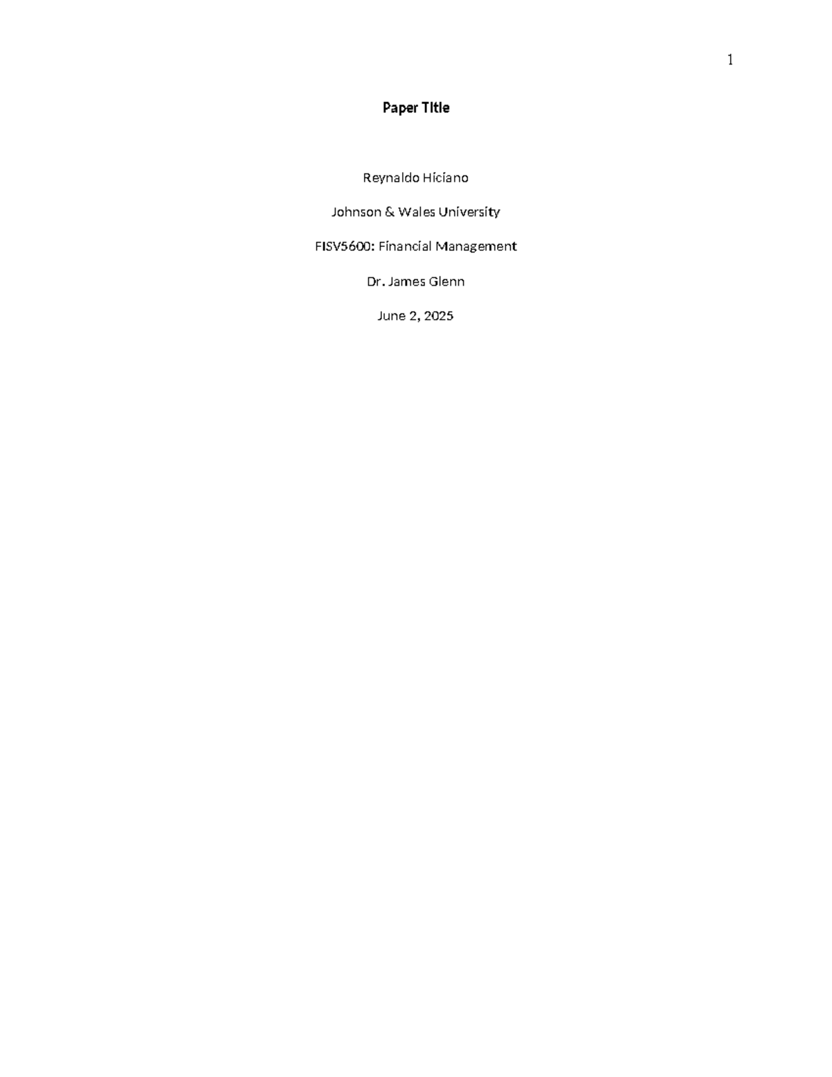FISV5600: Financial Management - APA 7th Edition Writing Guide - Studocu