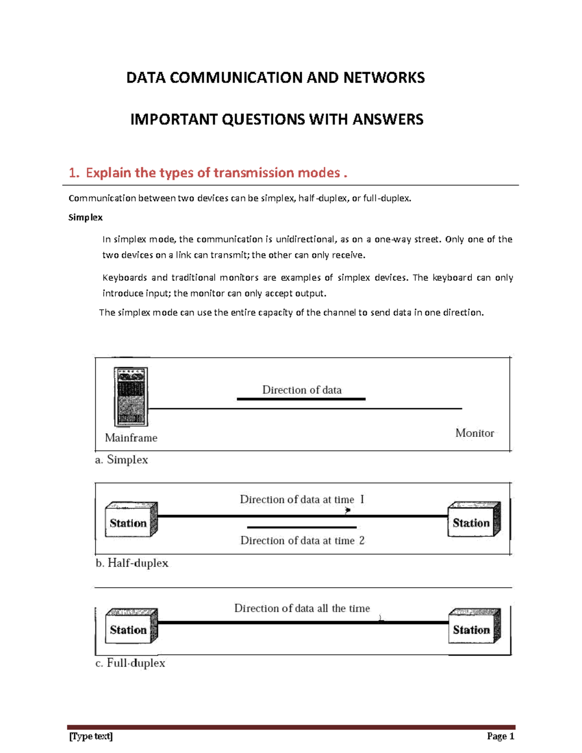 Data Communication Networks: Important Questions & Answers - Studocu