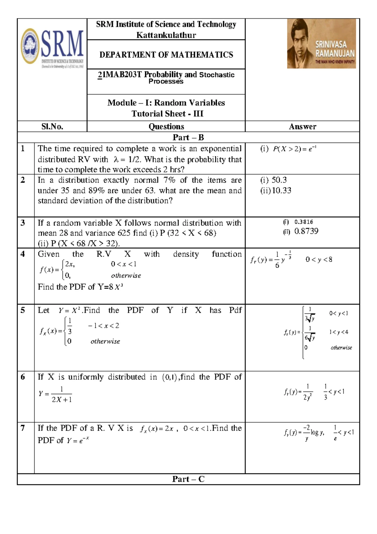 Remidial action sheet - Remedial assignment - SRM Institute of Science ...