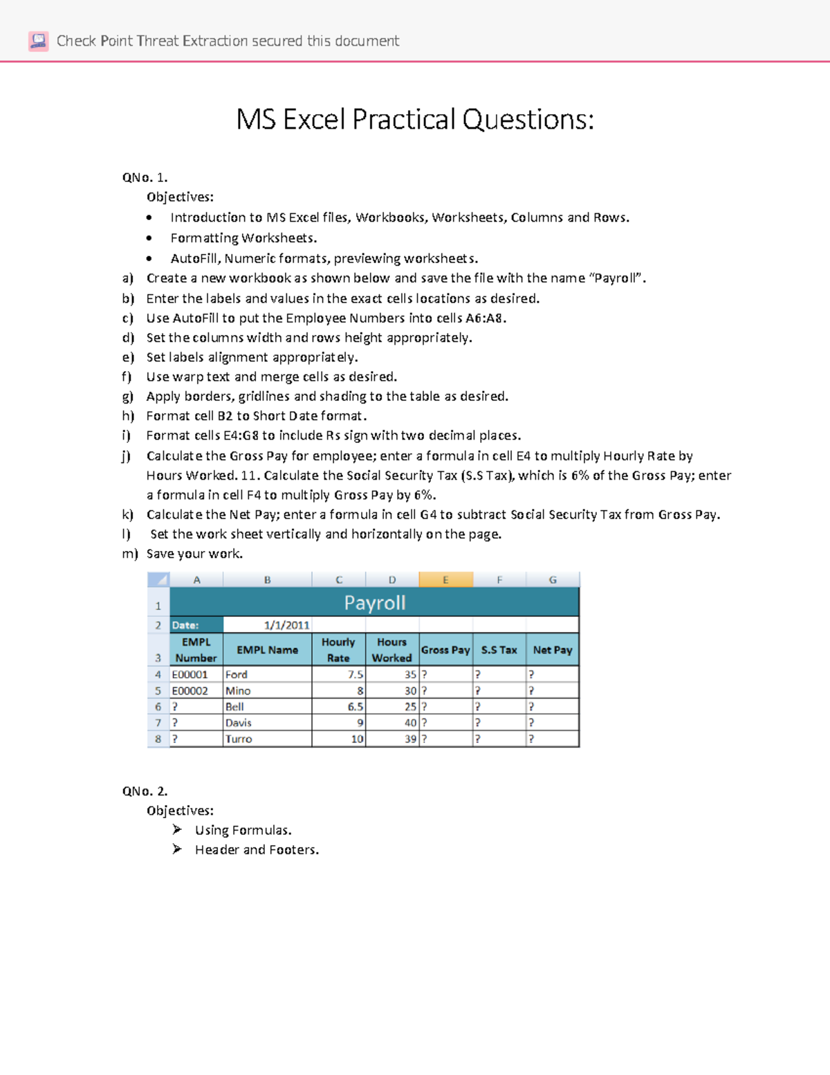 MS Excel Practical Questions - 11257: Techniques and Formulas Guide ...