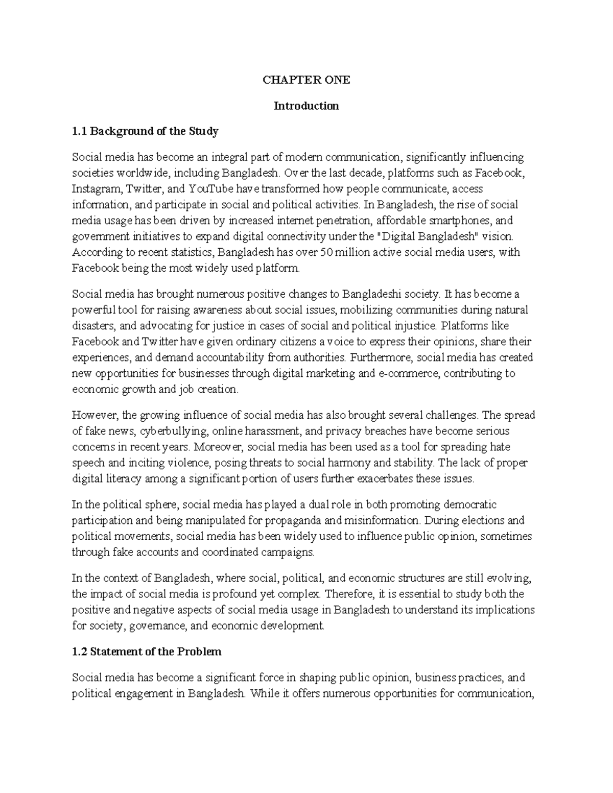 The Impact of Social Media on Bangladeshi Society: 19PAD020 (M) Study ...