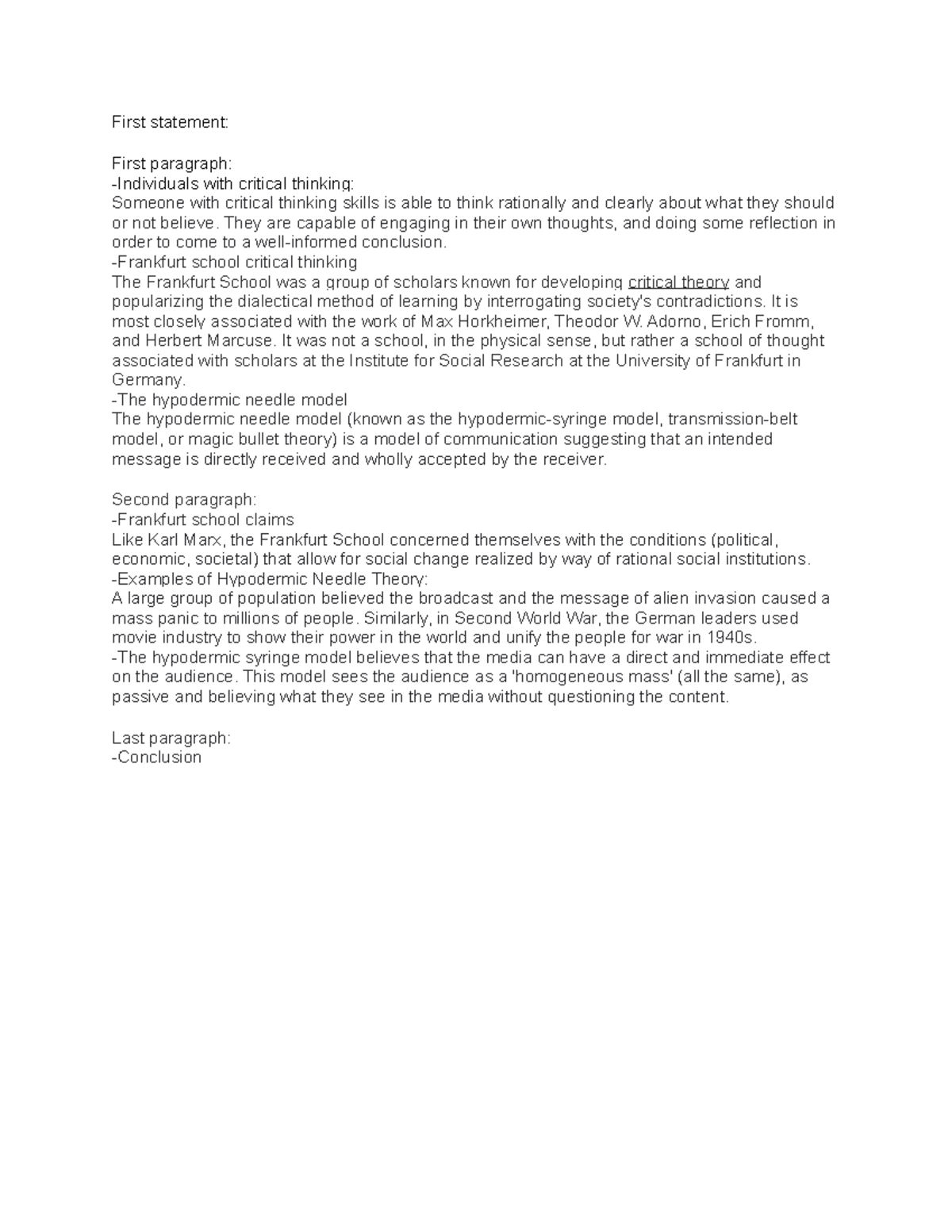 Rough draft - law - First statement: First paragraph: -Individuals with ...