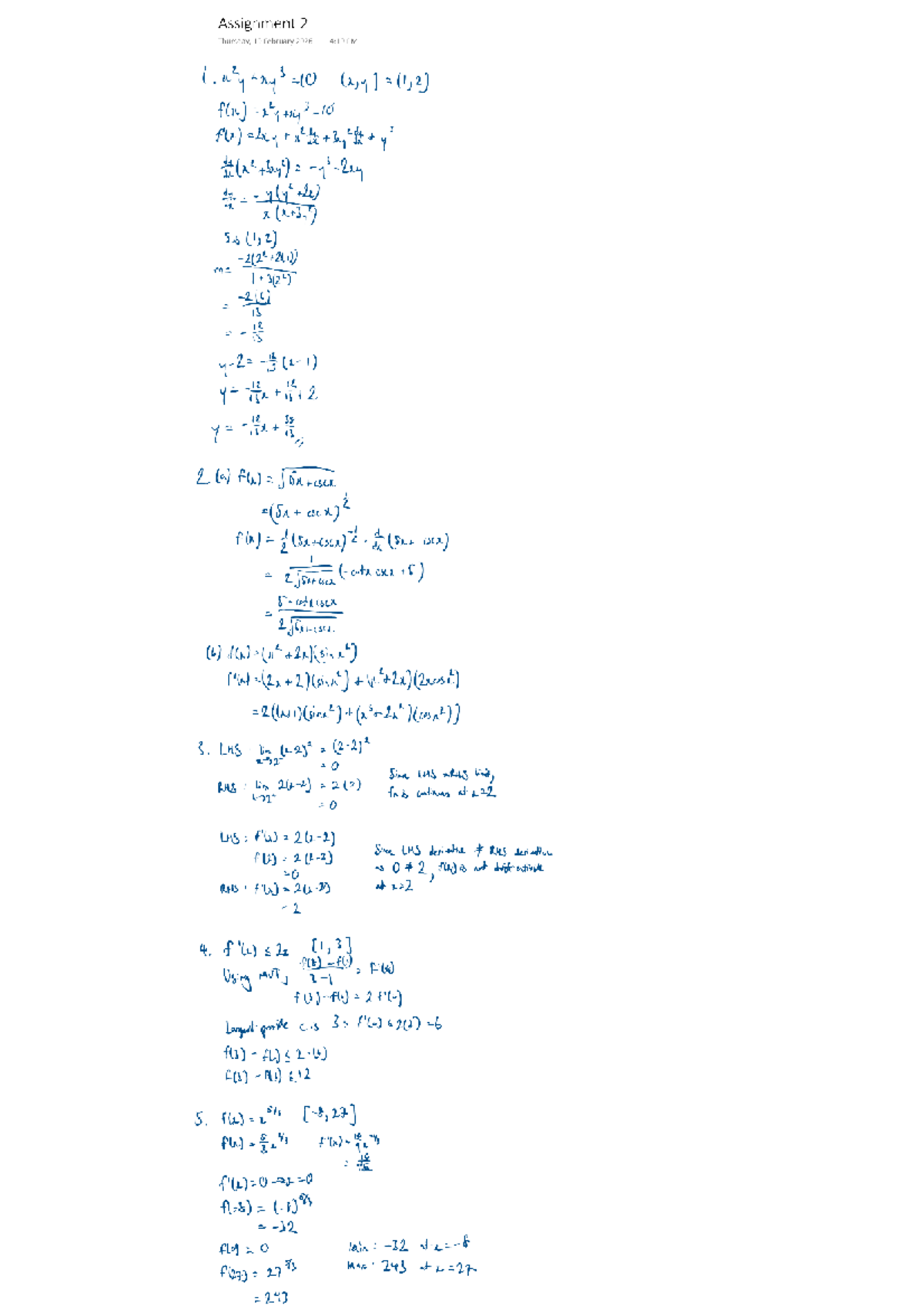 Assignment 2: Analysis of Limits and Continuity in Functions - Studocu