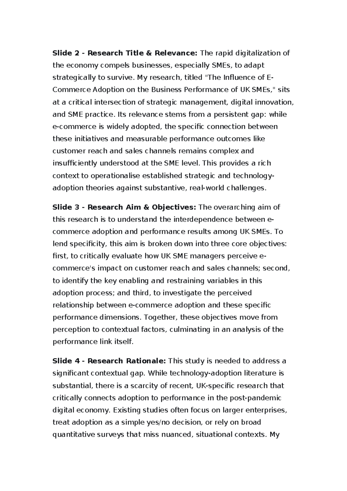 Influence of E-Commerce Adoption on UK SME Performance: Research ...