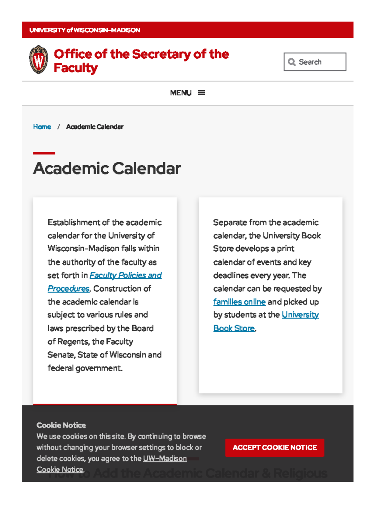 Academic Calendar 2025-2026 for University of Wisconsin ...